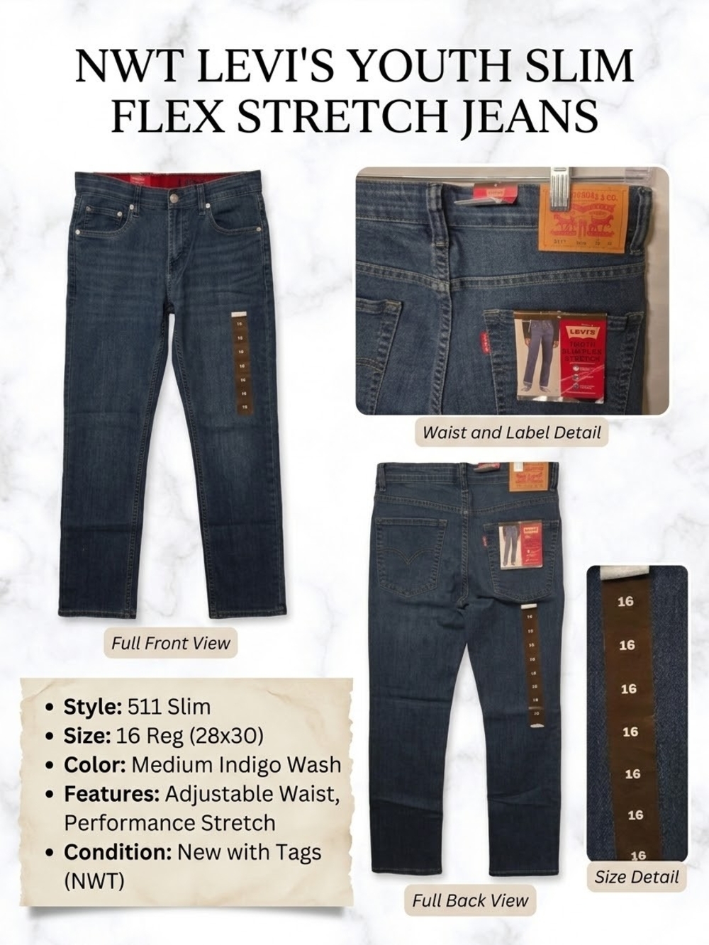 Levi's Slim Jeans in Medium Indigo Wash - Youth